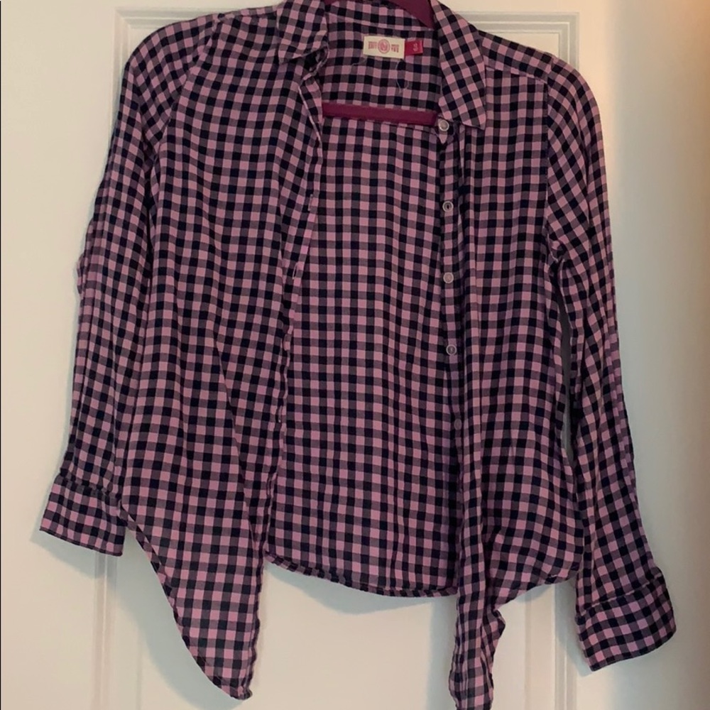 Pink plaid button up